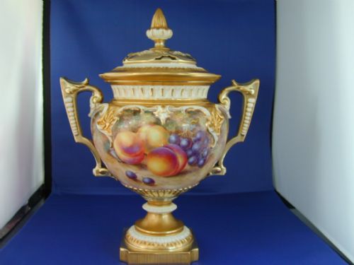 Royal Worcester Fruit Painted Vase and Cover by Ayrton