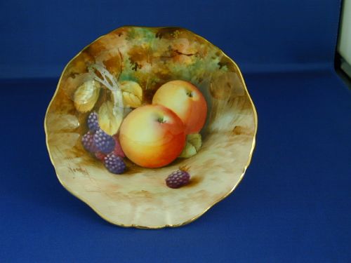 Royal Worcester Footed Bon Bon Dish Fruit Painted
