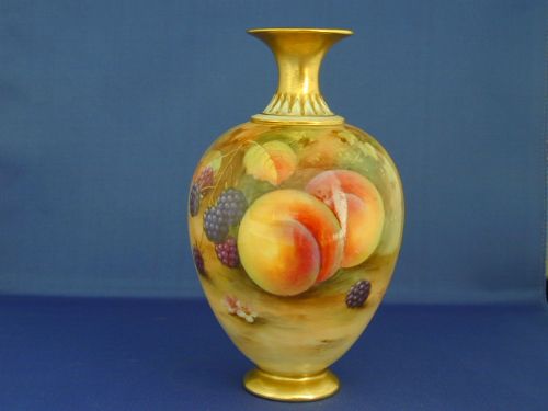 Royal Worcester Fruit Painted Vase by a Shuck