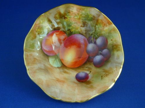 Royal Worcester Footed Bon Bon Dish Painted Fruit.