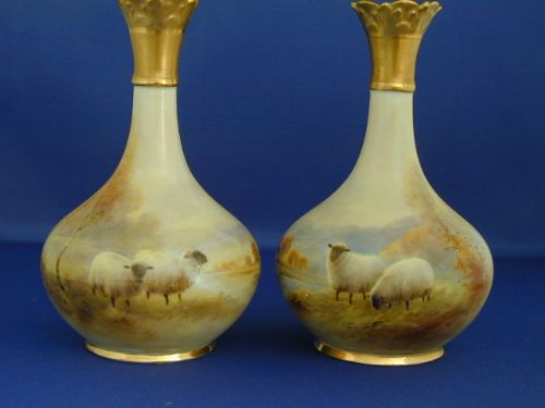Royal Worcester Pair of Vases by Harry Davis