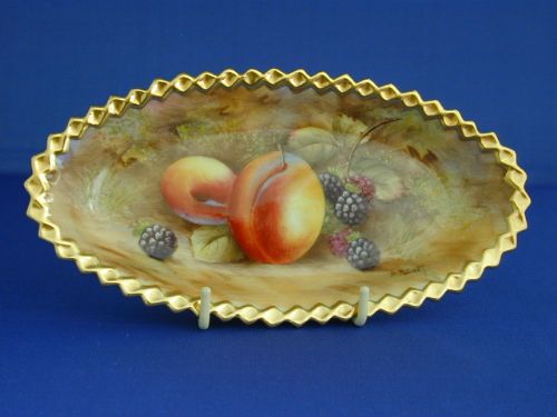 Royal Worcester Bon Bon Dish Signed D Bowkett