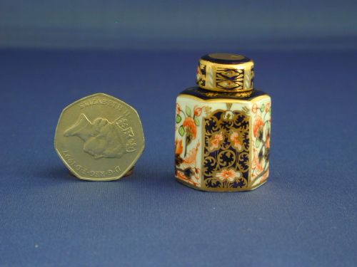 Royal Crown Derby Miniature Tea Caddy and Lid