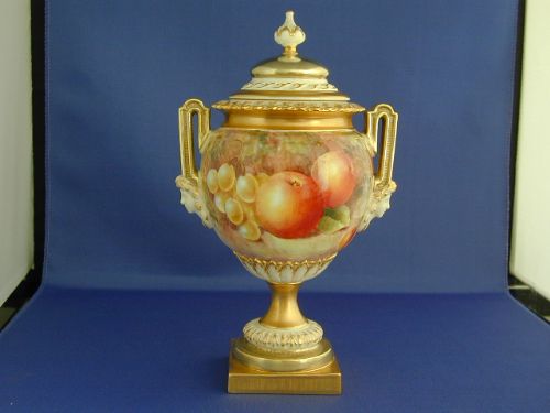 Royal Worcester Fruit Painted Vase and Cover