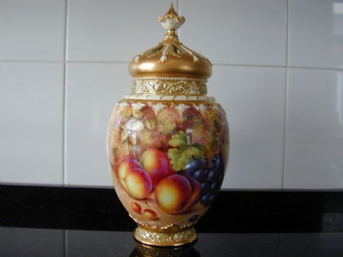 Royal Worcester Painted Fruit Pot Pourri Artist Signed