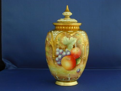 Royal Worcester Artist Signed Fruit Decorated Pot Pourri Vase