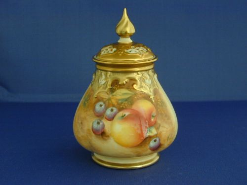 Royal Worcester Fruit Painted Pot Pourri Vase and Cover.