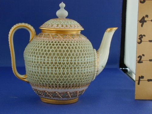 Royal Worcester Reticulated Teapot by George Owen