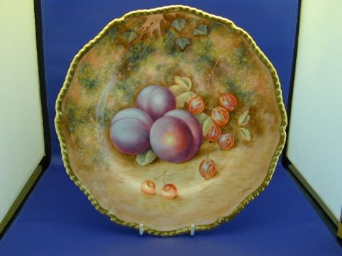 Royal Worcester Large Rope Edge Plate Decorated Fruit by H Ayrton