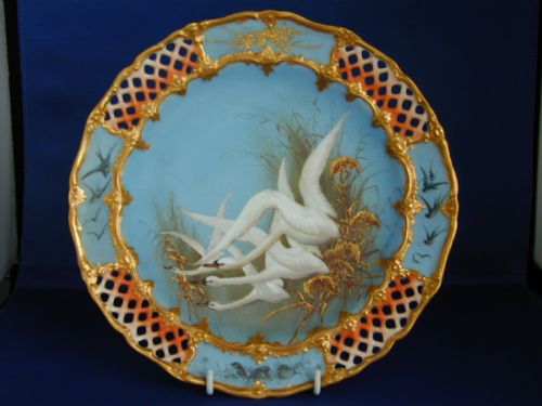 Royal Worcester Cabinet Plate, Swans by Charles Baldwyn