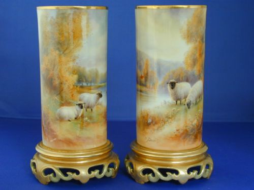 Royal Worcester Pair of Vases by Harry Davis