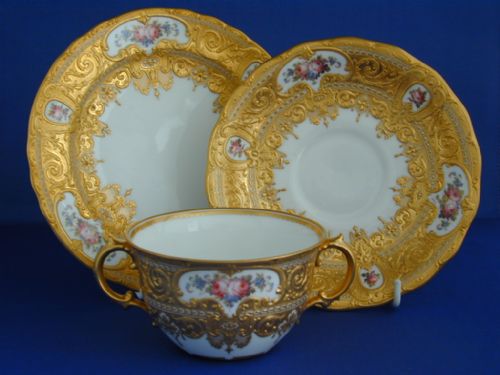 Royal Crown Derby Boullion Cup, Saucer and Stand Signed Leroy, Retailed by Tiffany, New York.