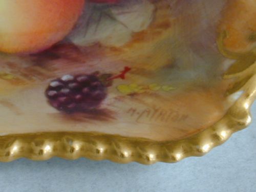ROYAL WORCESTER FRUIT DECORATED BON BON DISH - ADDITIONAL PHOTO 1