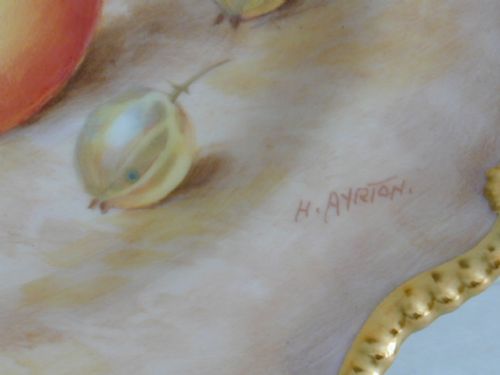 ROYAL WORCESTER STAR EDGE FRUIT DECORATED DESSERT PLATE BY AYRTON - ADDITIONAL PHOTO 1