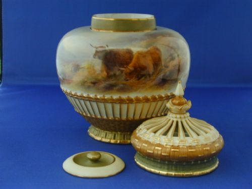 ROYAL WORCESTER 3 PIECE POT POURRI VASE BY HARRY STINTON - ADDITIONAL PHOTO 3