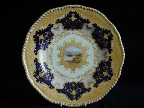 COALPORT 8 PIECE DESSERT SERVICE ARTIST SIGNED FABULOUS GILDING - ADDITIONAL PHOTO 1