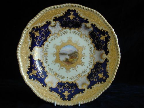 COALPORT 8 PIECE DESSERT SERVICE ARTIST SIGNED FABULOUS GILDING - ADDITIONAL PHOTO 6