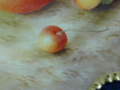 ROYAL WORCESTER FRUIT DECORATED STAR EDGE DESSERT PLATE BY AYRTON - ADDITIONAL PHOTO 1