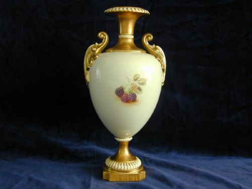 ROYAL WORCESTER FRUIT DECORATED VASE SIGNED H AYRTON - ADDITIONAL PHOTO 1