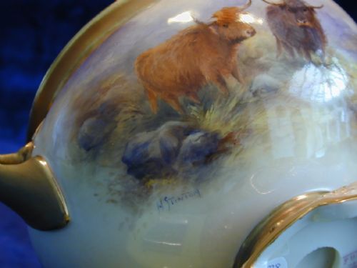 ROYAL WORCESTER POT POURRI VASE AND COVER DECORATED HIGHLAND CATTLE - ADDITIONAL PHOTO 3