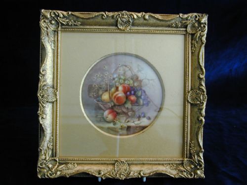 royal worcester framed plaque by richard sebright - CATEGORY: ANTIQUE ART - DATED 1920