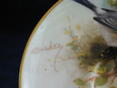 ROYAL WORCESTER DEMI TASSE COFFEE CUP AND SAUCER SIGNED BARKER - ADDITIONAL PHOTO 1