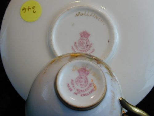 ROYAL WORCESTER DEMI TASSE COFFEE CUP AND SAUCER SIGNED BARKER - ADDITIONAL PHOTO 2