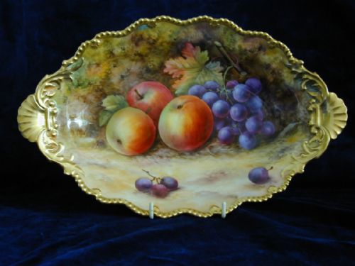 royal worcester fruit painted dessert tray hand painted fruit - CATEGORY: ANTIQUE CERAMICS - DATED 1920