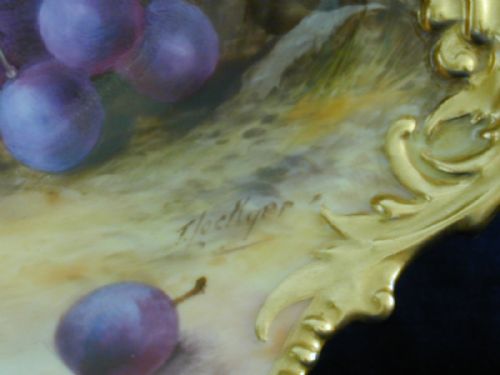 ROYAL WORCESTER FRUIT PAINTED DESSERT TRAY HAND PAINTED FRUIT - ADDITIONAL PHOTO 1