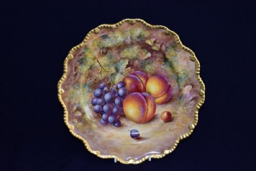 royal worcester fruit decorated dessert plate by freeman - CATEGORY: ANTIQUE CERAMICS - DATED 1960