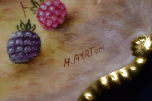 ROYAL WORCESTER FRUIT DECORATED DESSERT PLATE BY AYRTON - ADDITIONAL PHOTO 1