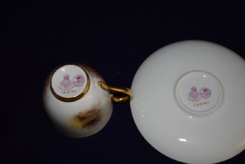 ROYAL WORCESTER CASED COFFEE SET DECORATED WITH GROUSE BY JAMES STINTON - ADDITIONAL PHOTO 2
