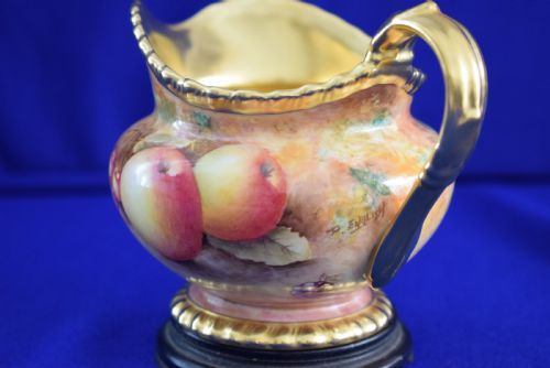 ROYAL WORCESTER FRUIT PAINTED CREAM JUG ROPE EDGE ARTIST SIGNED - ADDITIONAL PHOTO 2