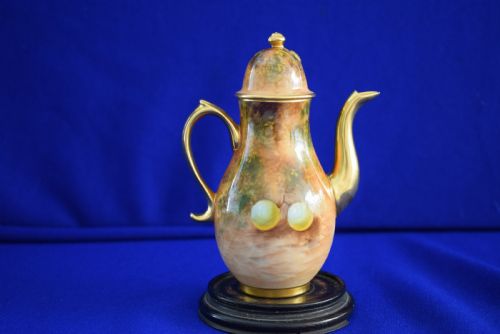 ROYAL WORCESTER FRUIT PAINTED MINIATURE COFFEE POT - ADDITIONAL PHOTO 1