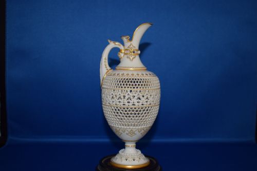 ROYAL WORCESTER RETICULATED EWER SIGNED GEORGE OWEN - ADDITIONAL PHOTO 1
