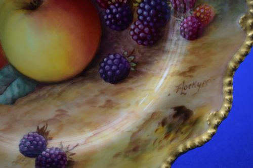 ROYAL WORCESTER FRUIT DECORATED DESSERT PLATE BY T LOCKYER - ADDITIONAL PHOTO 1