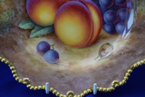 ROYAL WORCESTER PAINTED FRUIT DESSERT PLATE BY AYRTON - ADDITIONAL PHOTO 1