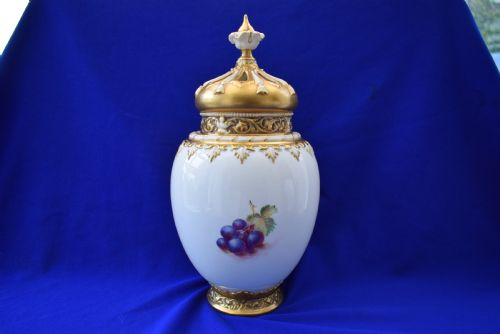 ROYAL WORCESTER 3 PIECE POT POURRI VASE PAINTED FRUIT BY FREEMAN - ADDITIONAL PHOTO 1