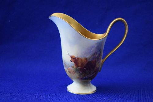 royal worcester cream jug highland cattle by harry stinton - CATEGORY: ANTIQUE JUGS - DATED 1910