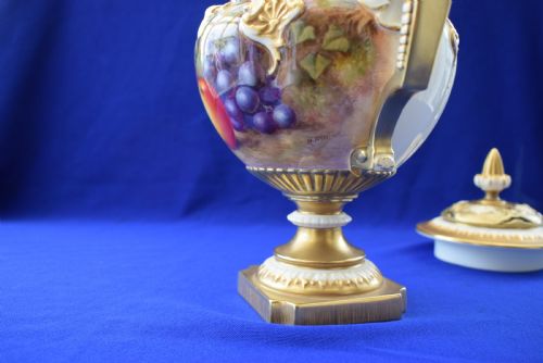 ROYAL WORCESTER LARGE POT POURRI VASE PAINTED FRUIT BY H AYRTON - ADDITIONAL PHOTO 3