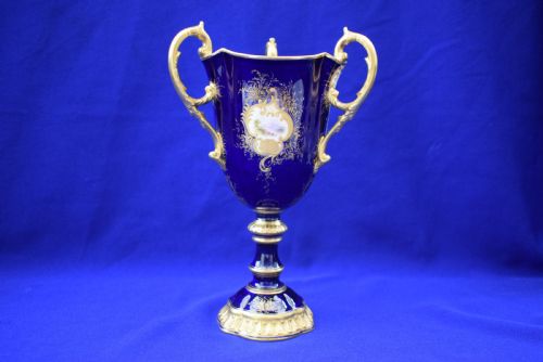 COALPORT HAND PAINTED 3 HANDLED GOBLET - ADDITIONAL PHOTO 2