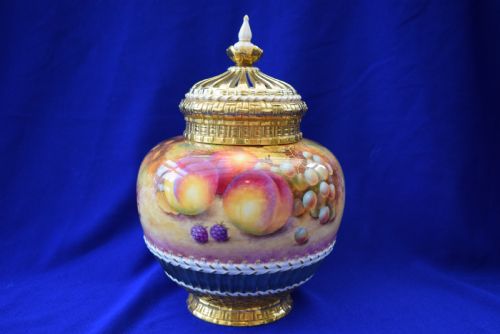 ROYAL WORCESTER PAINTED FRUIT 3 PIECE POT POURRI VASE - ADDITIONAL PHOTO 1