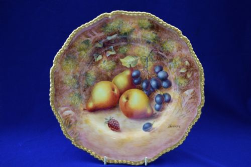 royal worcester large rope edge plate painted fruit by freeman - CATEGORY: ANTIQUE PLATES - DATED 1960