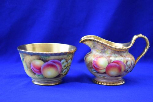 ROYAL WORCESTER PAINTED FRUIT ARTIST SIGNED ROPE EDGE TEA SET - ADDITIONAL PHOTO 3