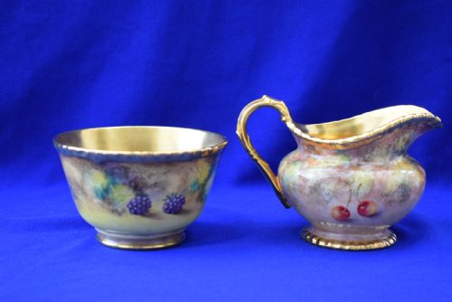 ROYAL WORCESTER PAINTED FRUIT ARTIST SIGNED ROPE EDGE TEA SET - ADDITIONAL PHOTO 4