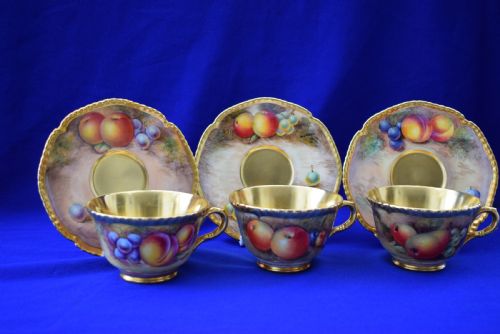 ROYAL WORCESTER PAINTED FRUIT ARTIST SIGNED ROPE EDGE TEA SET - ADDITIONAL PHOTO 6