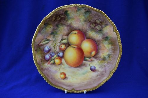 royal worcester painted fruit rope edge bread and butter plate - CATEGORY: ANTIQUE PLATES - DATED 1960