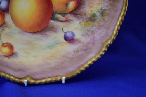 ROYAL WORCESTER ROPE EDGE BREAD AND BUTTER PLATE PAINTED FRUIT - ADDITIONAL PHOTO 2