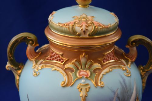 ROYAL WORCESTER POT POURRI VASE AND COVER DECORATED WITH SWANS SIGNED BALDWYN - ADDITIONAL PHOTO 4