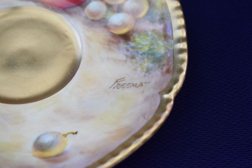 ROYAL WORCESTER SET OF 6 ROPE EDGE PAINTED FRUIT CUPS AND SAUCERS - ADDITIONAL PHOTO 3